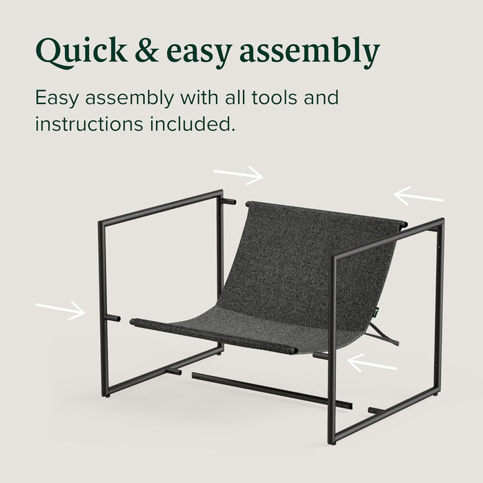 Aidan Sling Accent Chair, Metal Framed Armchair with Shredded Foam Cushioning, Dark Grey