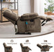 Manual Recliner Chair with Timer Heating and Massage, Ergonomic Overstuffed Breathable Fabric Reclining Chair, Single Sofa with Side Pockets for Living Room Home Theater(Tan)