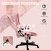 6 Point Vibrating Massage Office Chair with Heat, Velvet High Back Executive Office Chair with Reclining Backrest, Padded Armrests and Remote, Pink