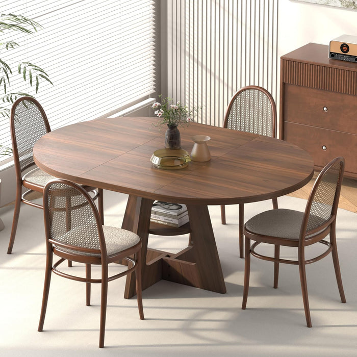 47.2"-63" Extendable round Dining Table for 4-8, Kitchen Table