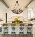Six-Light Rustic Antler Chandelier With Wagon Wheel