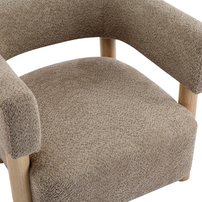 Low Profile BoucleFabric Accent Chair LightCamelTone