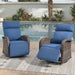 Zero Gravity Patio Swivel Recliner Chairs Set of 2 - Wicker Outdoor Lounge Chair with Adjustable Backrest & Footrest, All Weather Reclining Rocker Chairs with Thick Cushion for Pool Deck Blue