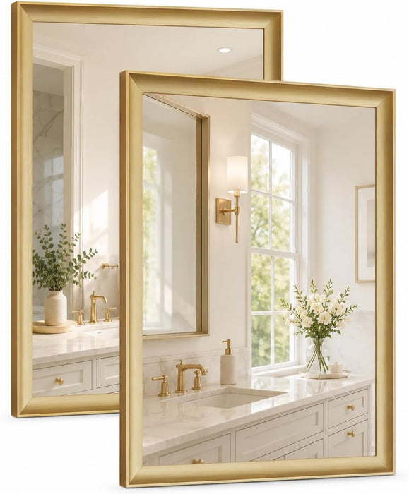 2 Pack Brushed Gold Bathroom Mirrors for over Sink, 22X30 Inch