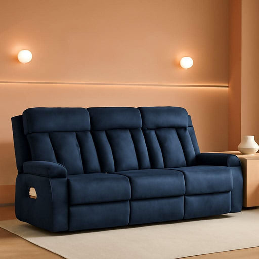 Power Reclining Sofa with Heat and Massage, Electric Reclining Couch with Drop down Table,Cup Holders, Dual Ports, Wall Hugger Recliner Sofa for Living Room,Home Theater (Blue, Sofa)