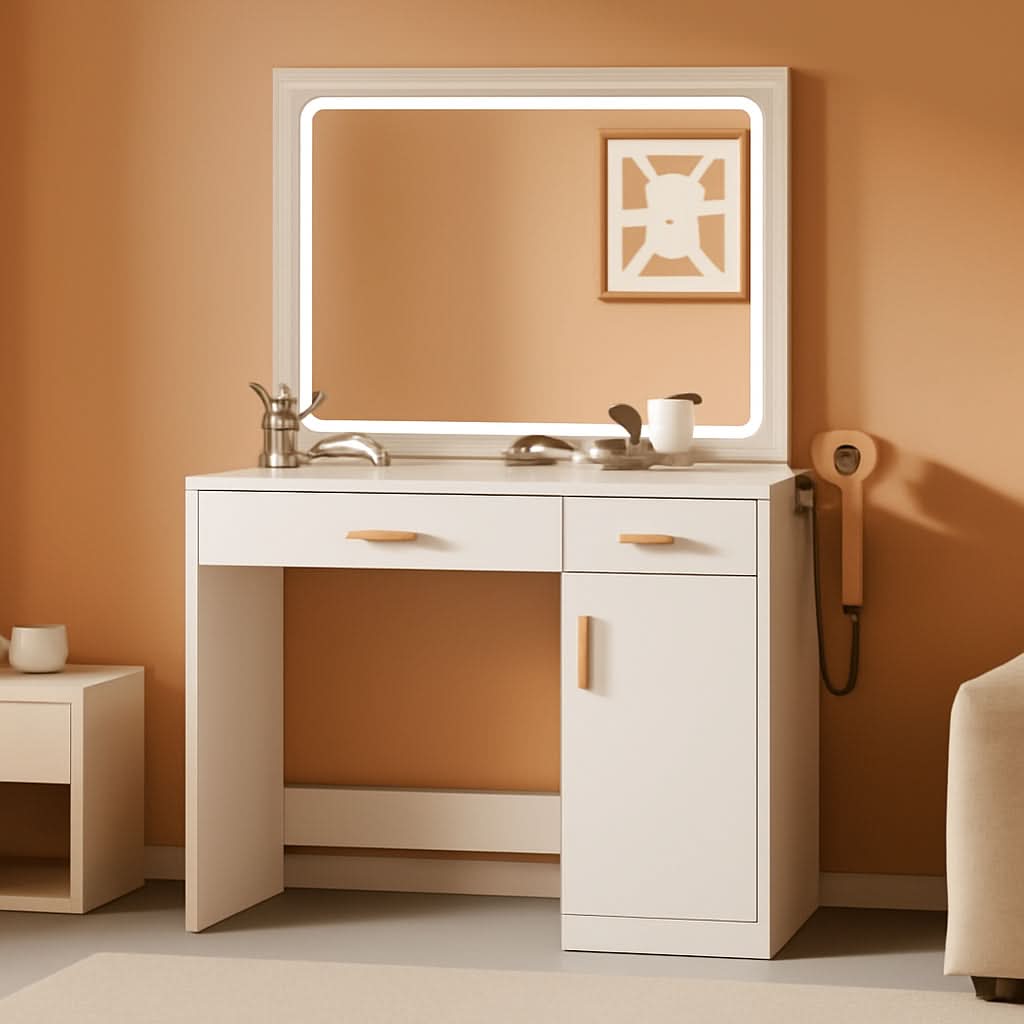Vanity Desk With 35 Inch LED Backlit Mirror — ShipItFurniture