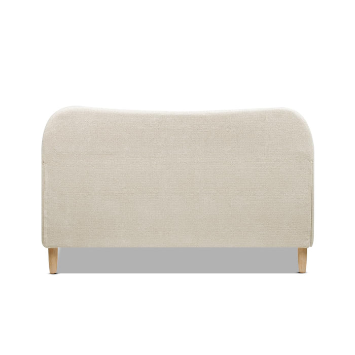 Jennifer Taylor Home Roman Curved Headboard Upholstered Platform Bed, Queen, Oatmeal Light Beige Chenille