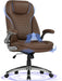 Executive Office Chair-Ergonomic Computer Desk Chair, High Back Leather Chair with Padded Flip-Up Arms, Swivel Home Office Chair Upgraded Caster, Brown