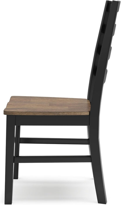 Wildenauer Rustic Armless Dining Chair, Set of 2, Black & Light Brown