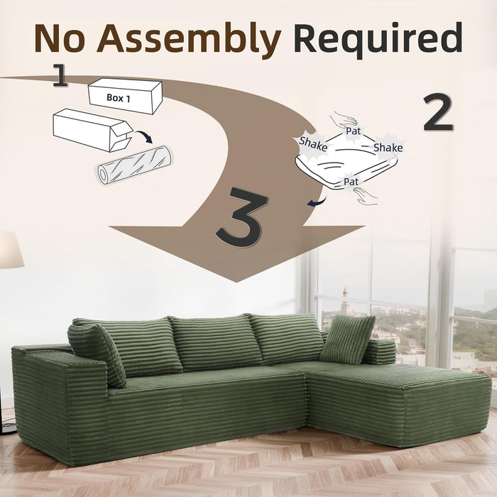Green 106Inch Modular Sectional Sofa Luxurious Living