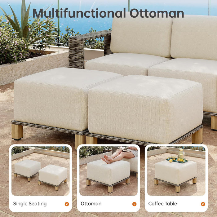 Patio Furniture Set, Outdoor Sectional with 9.5'' Thick Cushion