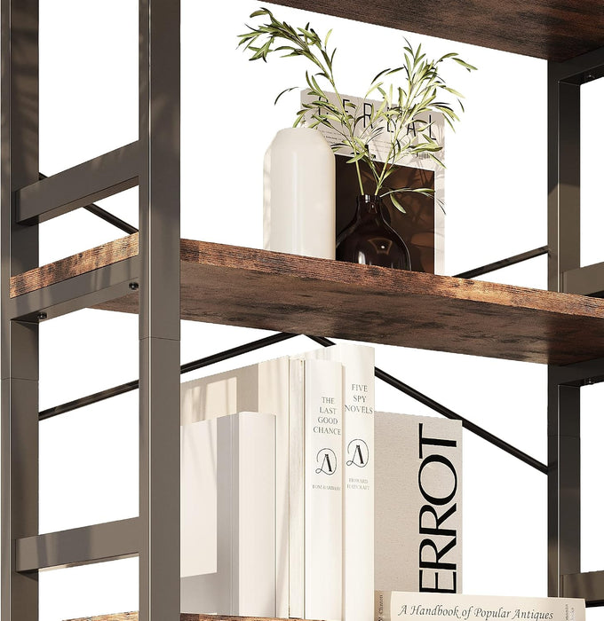 Bookshelf, 31.5" 5-Tier Ladder Industrial Bookcase, 110Lb Shelf