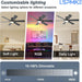 Ceiling Fans with Lights, 52 Inch Low Profile Ceiling Fan with Light and Remote, Flush Mount, Quiet, Reversible, 3CCT, Dimmable, Black RGB Ceiling Fan for Bedroom, Living Room, Indoor/Outdoor