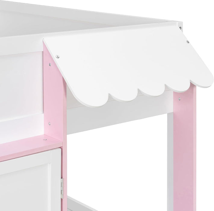 Luxurious White Fullsize Alderwood Loft Bed Playhouse