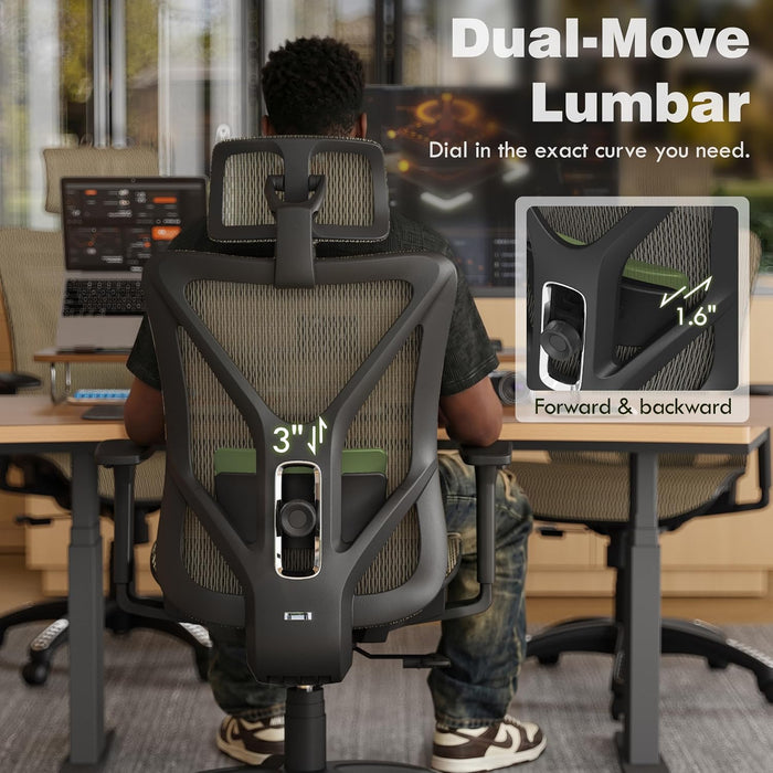 Ergonomic Office Chair with 3D Headrest, T23 High Back Mesh Desk Chair with Adjustment Lumbar Support & 3D Armrests, Chair, Big and Tall Swivel Computer Chair for Home Office, Gaming(Mocha)