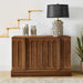 45" Mid-Century Modern Sideboard Buffet Cabinet with Fluted Doors,Credenza Storage Cabinet with Solid Wood Veneer,Seamless Base Accent Cabinet,Walnut