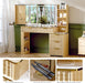 51Inch Oak Vanity Desk With IndustrialLEDLighting System