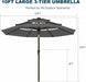 10Ft Patio Umbrella, 3 Tier Outdoor Market Table Umbrellas with 8 Fiberglass Ribs and Push Button Tilt, Windproof, Vented Canopy, UV Protection for Deck, Pool, Backyard
