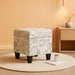 Neutral Beige Script Ottoman with Storage Square