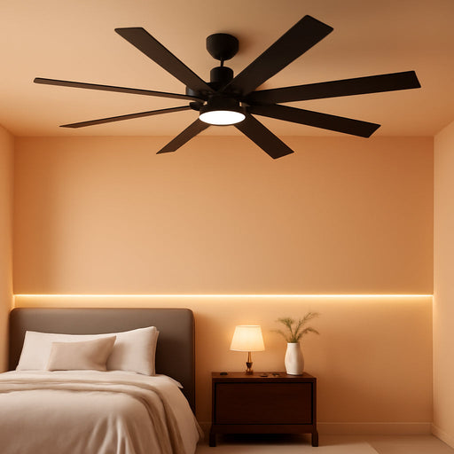 62 Inch Large Ceiling Fans with Lights and Remote - Wood/Matte Black Ceiling Fan, Quiet DC Motor, 3 CCT, Modern Dimmable LED Lighting & Large Ceiling Fans for Living Room Patio, Indoor/Outdoor