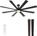 62 Inch Large Ceiling Fans with Lights and Remote - Wood/Matte Black Ceiling Fan, Quiet DC Motor, 3 CCT, Modern Dimmable LED Lighting & Large Ceiling Fans for Living Room Patio, Indoor/Outdoor