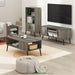 Claude Mid Century Style Wood Legs TV Stand for TV Size up to 50 Inch with Two Cabinets, French Oak