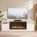 70" TV Stand with 36" Electric Fireplace, Large Modern Media Entertainment Center with Storage Cabinet and 12 Colors LED Lights for Tvs up to 80",White and Black