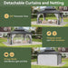 12Ft X 16Ft Hardtop Gazebo, Aluminum Metal Outdoor Gazebo with Breathable Netting and Curtains, Galvanized Steel Double Top, Permanent Patio Pavilion for Backyard, Wedding, Party
