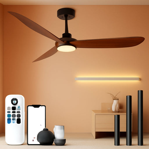 72in Walnut Outdoor Ceiling Fan With Lights