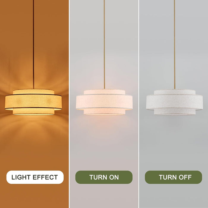 Extraordinary Brushed Gold Drum Chandelier Linen Shade