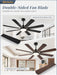 62 Inch Ceiling Fans with Lights, Black Modern Ceiling Fan with Remote,Large Farmhouse Indoor & Outdoor Ceiling Fan with 8 Dual Finish Blades, Quiet DC Motor, Bright LED Light