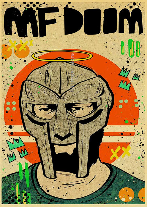 MF Doom Madlib Poster Retro Poster Painting Hip Hop Rap Music Album Star Picture Wall Art for Living Room Home Decor