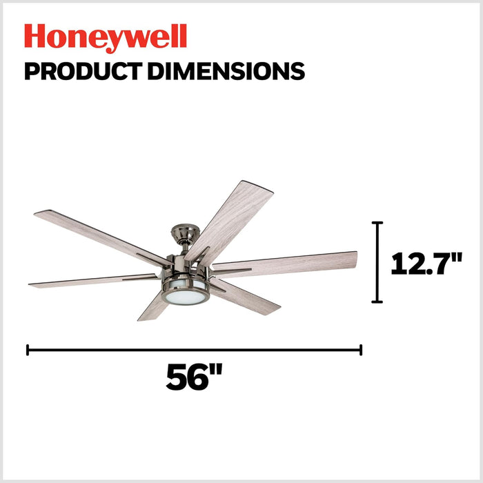 Ceiling Fans with Lights, Kaliza LED Indoor Fan W/ 6 Blades, 56 Inch, Gun Metal - Smart Remote-Controlled Fan with Quiet Motor for Home and Bedroom