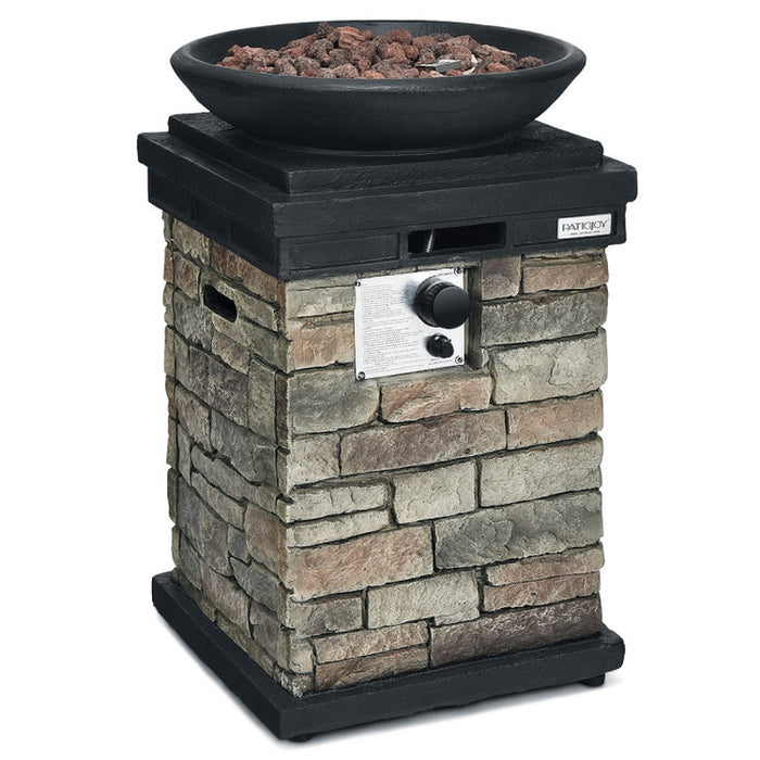 40000BTU Outdoor Propane Burning Fire Bowl Column Realistic Firepit Heater