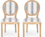 Phinnaeus Dining Chair Set, Set of 2, Rubberwood, Dark Blue Line + Natural