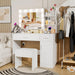 Vanity Desk with Mirror and LED Lights,Vanity Desk with 3 Drawers & 3 Storage Shelves,Vanity Table with Chair,Three Adjustable Lighting Modes,Bedroom Vanity,White