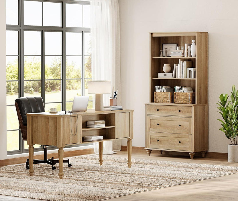 OakwoodFinish 56-Inch Executive Desk With USB Charging