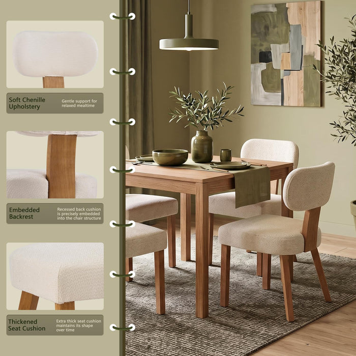 Upholstered Dining Chairs Set of 4, Mid Century Dining Room Chairs, Beige