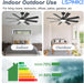 Ceiling Fan with Light & Remote Indoor/Outdoor Use 52 Inch Black