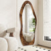 Full Length Mirror Wood Framed Full Body Mirror Wavy Retro Brown