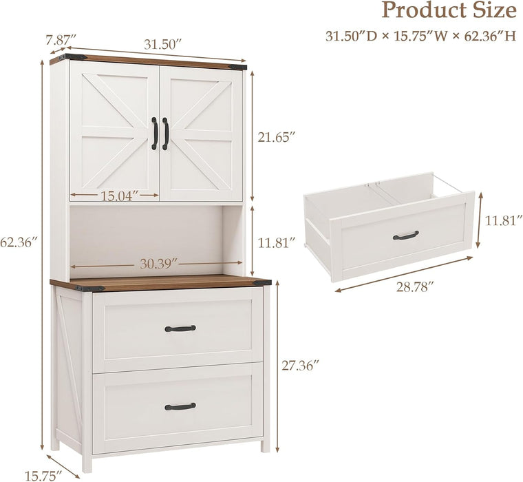 White Two Drawer Lateral File Cabinet