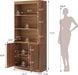 72'' Tall Bookshelf with Doors, 5-Tier Wooden Storage Bookcase with Fluted Doors & Side Panels, Adjustable Shelf, Gold Handles for Living Room, Bedroom, Home Office, Dark Walnut