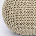 round Pouf - Hand Knitted Tweed Cable Dori Pouf - Cotton Braid Cord Foot Stool Footrest Ottoman Accent Seat Furniture Bean Bag - Family Room Kids Nursery Dorm - 20X14 - Natural