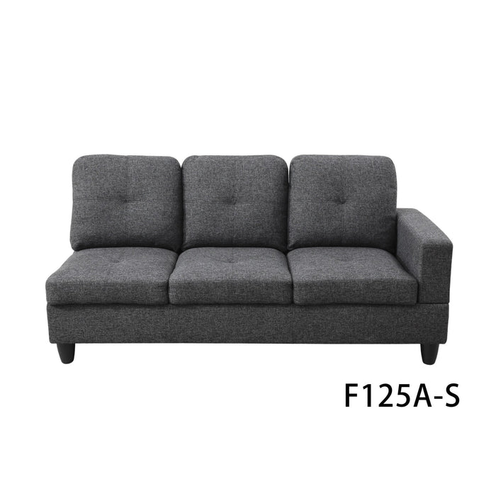 4 Seat Living Room Furniture Sets, Linen Sectional Sofa, Modern L-Shaped Couches and Sofas Set for Home, Black Grey(No Ottomans)