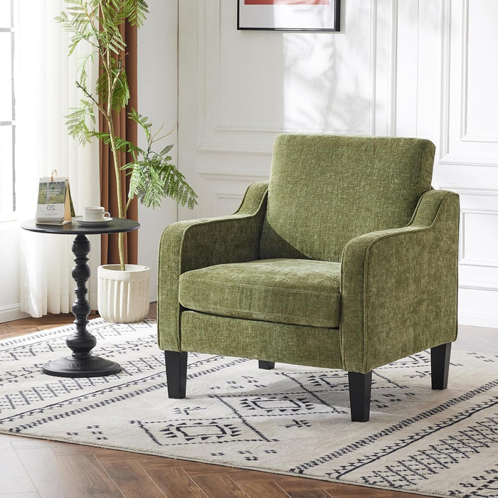 Olive Green Mid Century Modern Accent Chairs, Set of 2