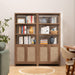 71" Tall Rattan Bookshelf with Doors for Living Room Library | 5 Tier Book Shelf Storage Shelves Large Boho Bookshelves Farmhouse Bookcase Book Case for Bedroom Home Office Kitchen