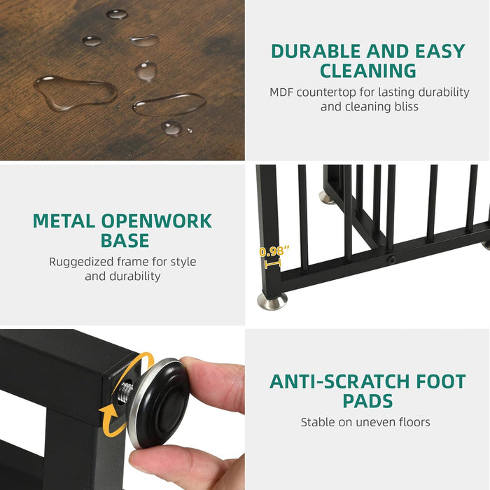 6-Piece Dining Table Set for 6-8 People, 63 Inch Kitchen Table Set with 4 Chairs and 2 Benches, Farmhouse Rectangular Dining Room Table Set for Kitchen Apartment Saving Space, Rustic Brown