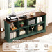8 Cube Storage Organizer, 62" Long Low Horizontal Bookshelf, Green | 3 Tier Horizontal Bookcase, Wood Open Book Shelf, Farmhouse Cubby Storage, Wide Console Cabinet, Living Room, Entryway,Office