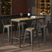 Swivel Bar Stools Set of 4, 24" Counter Height Barstools with Low Back, Industrial Metal Bar Stools with Large Wooden Seat for Kitchen Island (Matte-Black)