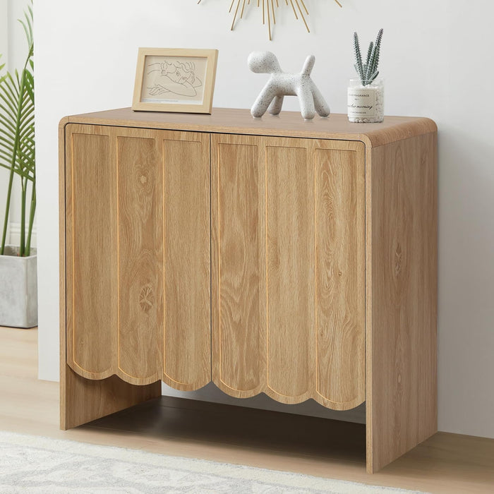 Natural Woodgrain Two Door Adjustable Sideboard Cabinet